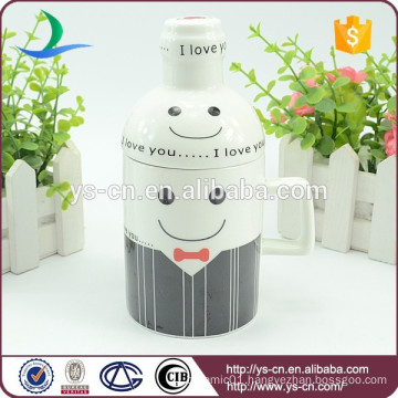 2015 Smiling Face Creative Ceramic Mugs Beer With Lid